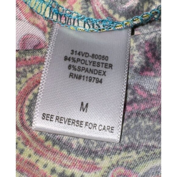 Multicolor Paisley Cowl Neck Dress By One World Size M Womens - Picture 6 of 8